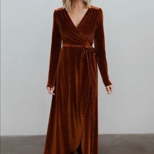 Baltic Born Ribbed Velvet Wrap Dress Copper NWT